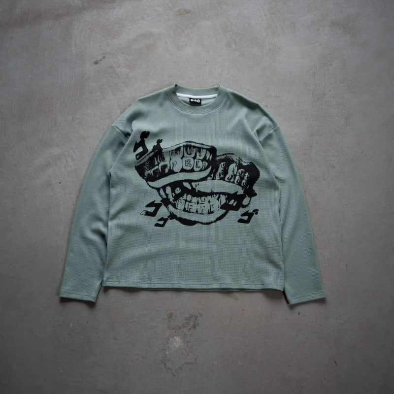 Retro Print Fashion Casual Round Neck Pullover
