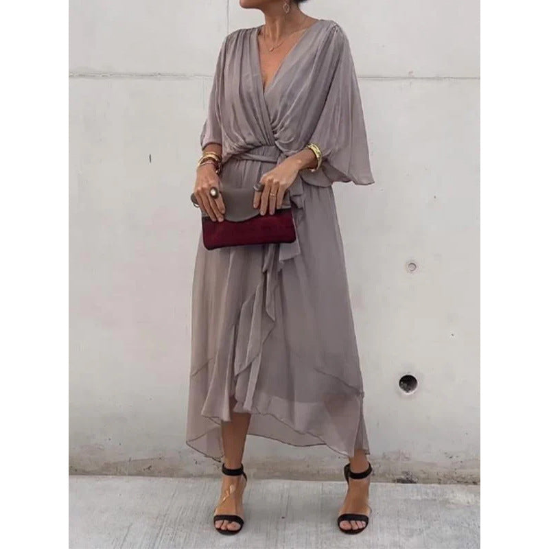 Elegant Bat Sleeve Long Dress Drip Depot