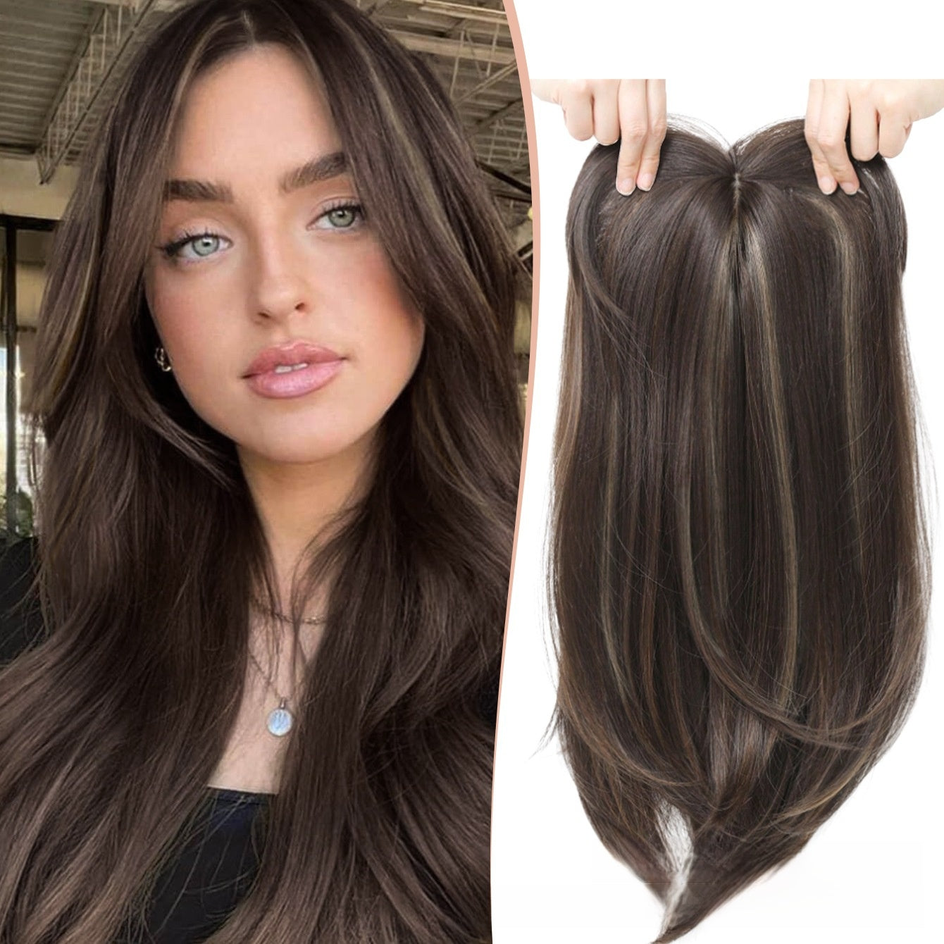 Synthetic Middle Part Hairpiece with Straight Long Hair