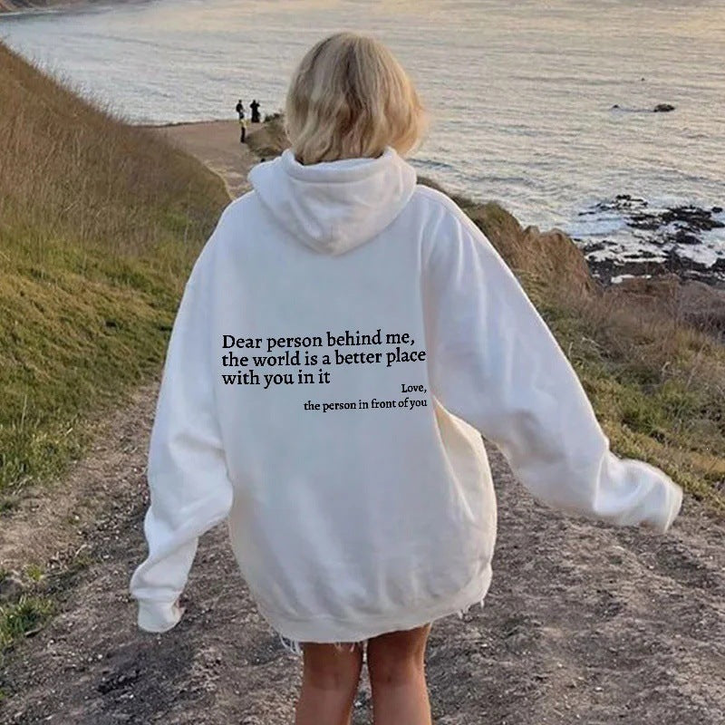 Letter Print Fleece Hoodie Sweatshirt