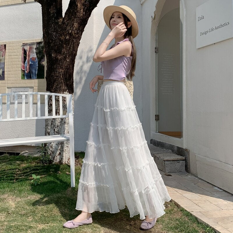 Ruffled Flared Skirt