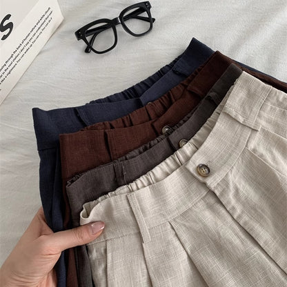 Washed Vintage Linen Cotton Shorts