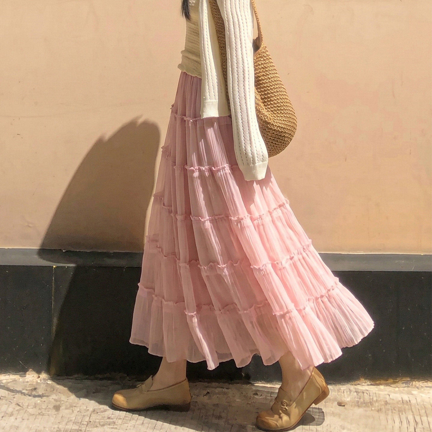 Ruffled Flared Skirt