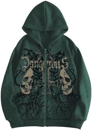 Gothic Skull Zip Up Hoodie