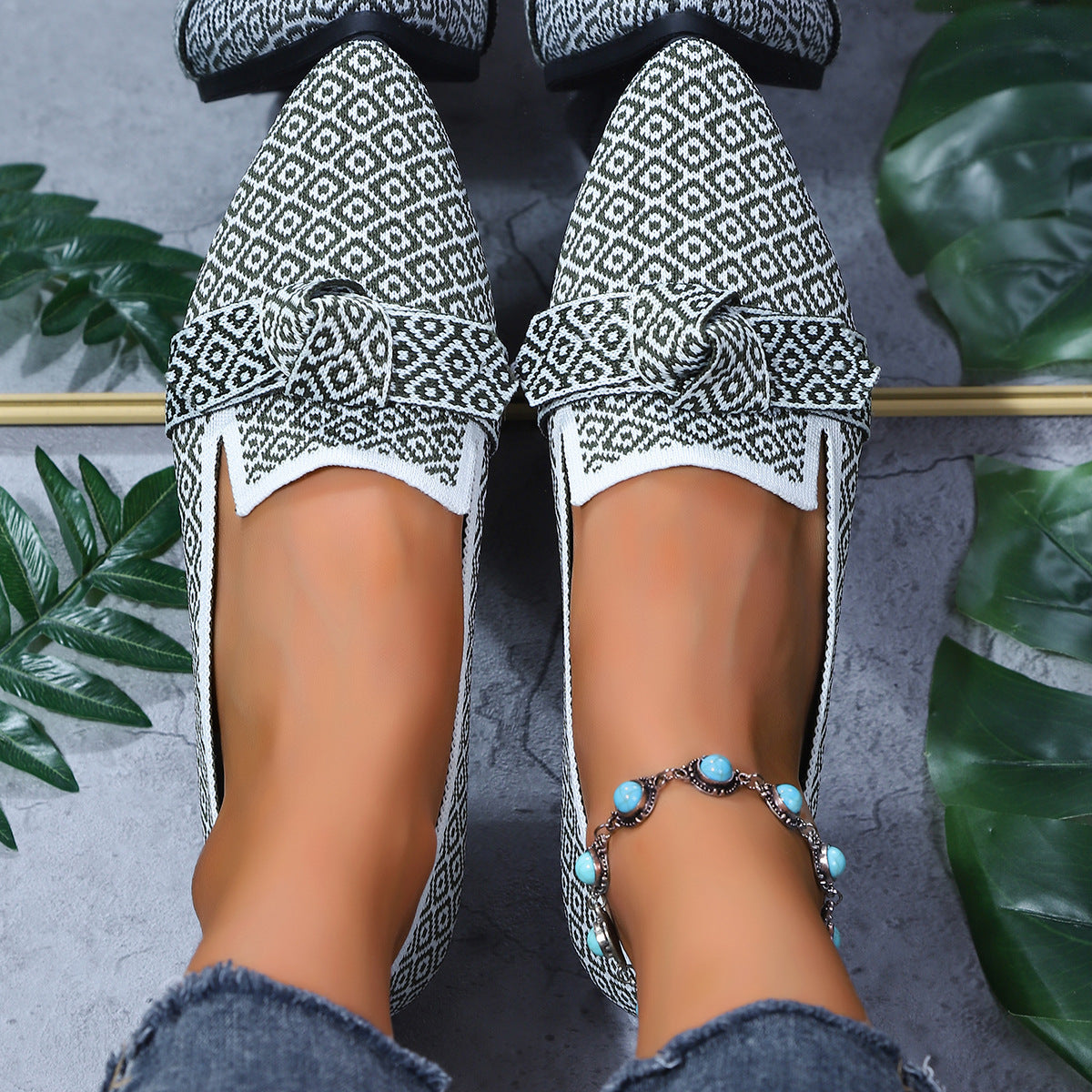 Womens Pointed-Toe Slip-On Flat Shoes Drip Depot