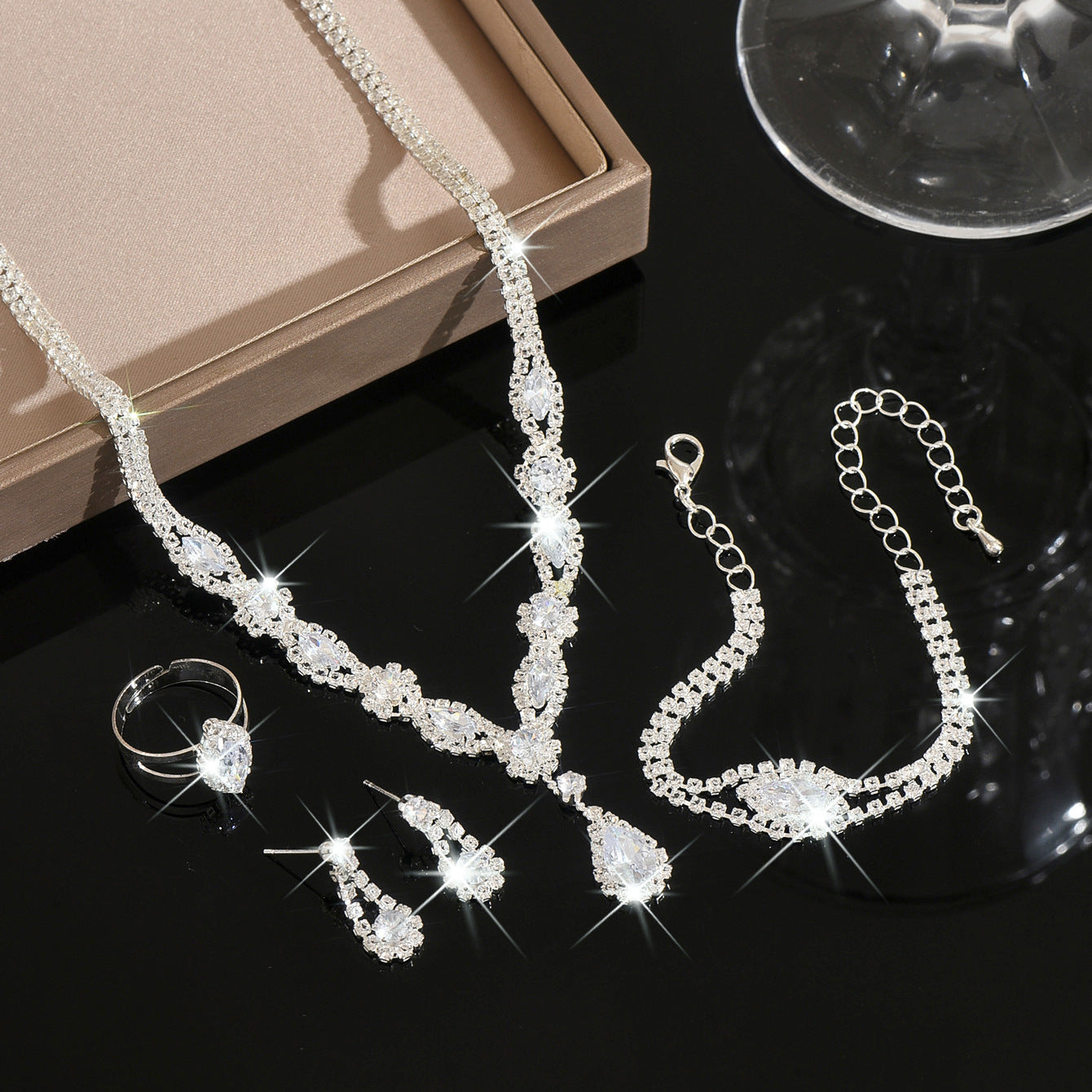 Floral Water Drop Jewelry Set
