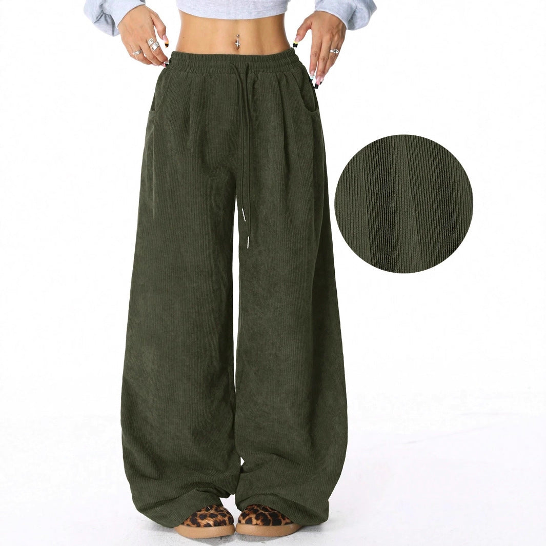 Womens Drawstring Wide Leg Pants
