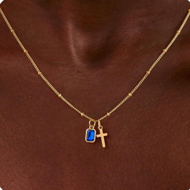 Gold Plated Cross Zircon Necklace