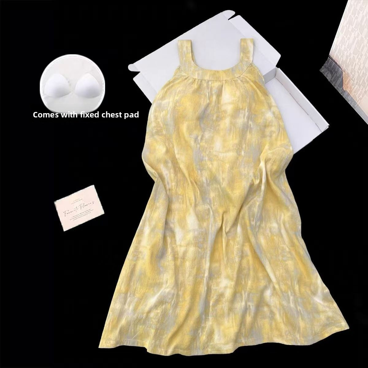 Sling Nightgown  Thin Cute Sweet Pajamas with Chest Pad