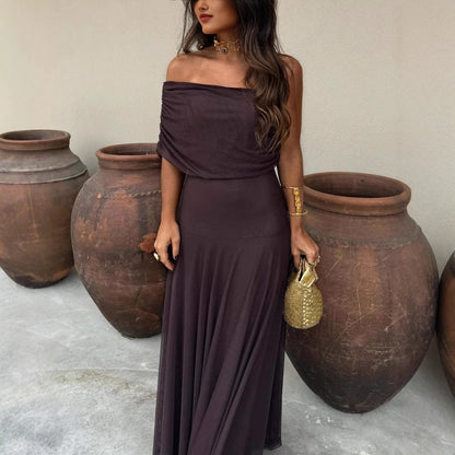 Women's Mesh Splicing Slim-Fit Long Dress