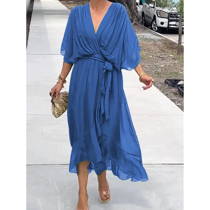 Elegant Bat Sleeve Long Dress Drip Depot