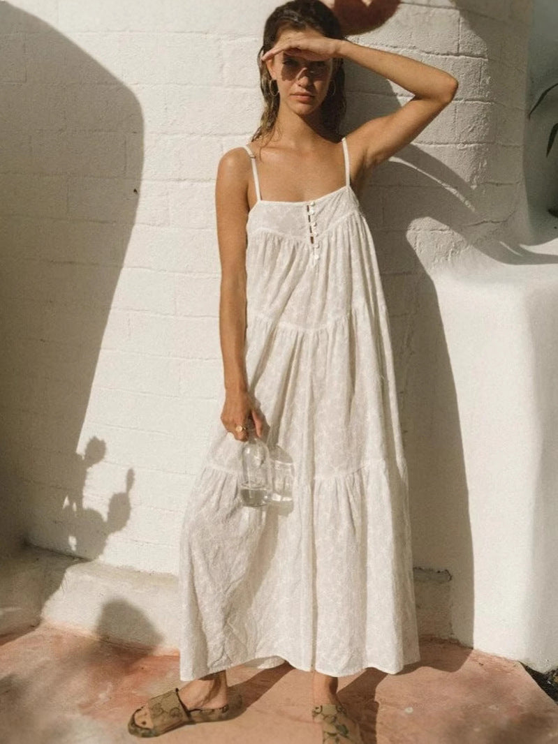 Embroidered Backless Summer Dress