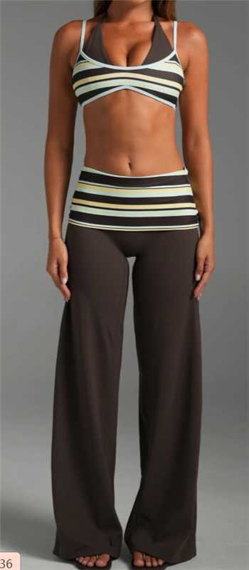 Striped top and loose-fitting trousers Set