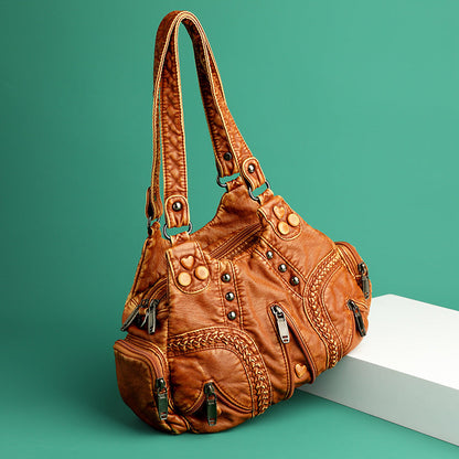 Soft Leather Crossbody Bag with Large Capacity Drip Depot