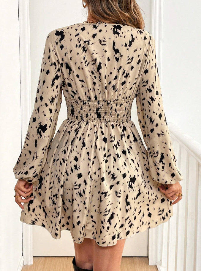 Leopard Print Long Sleeve Dress