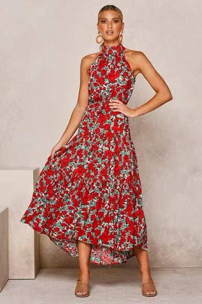 Polka Dot Halter Neck Long Dress