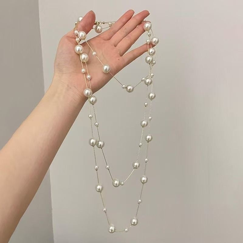 French Style Multi Layer Imitation Pearl Necklace