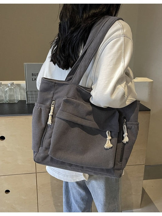 Simple corduroy tote bag