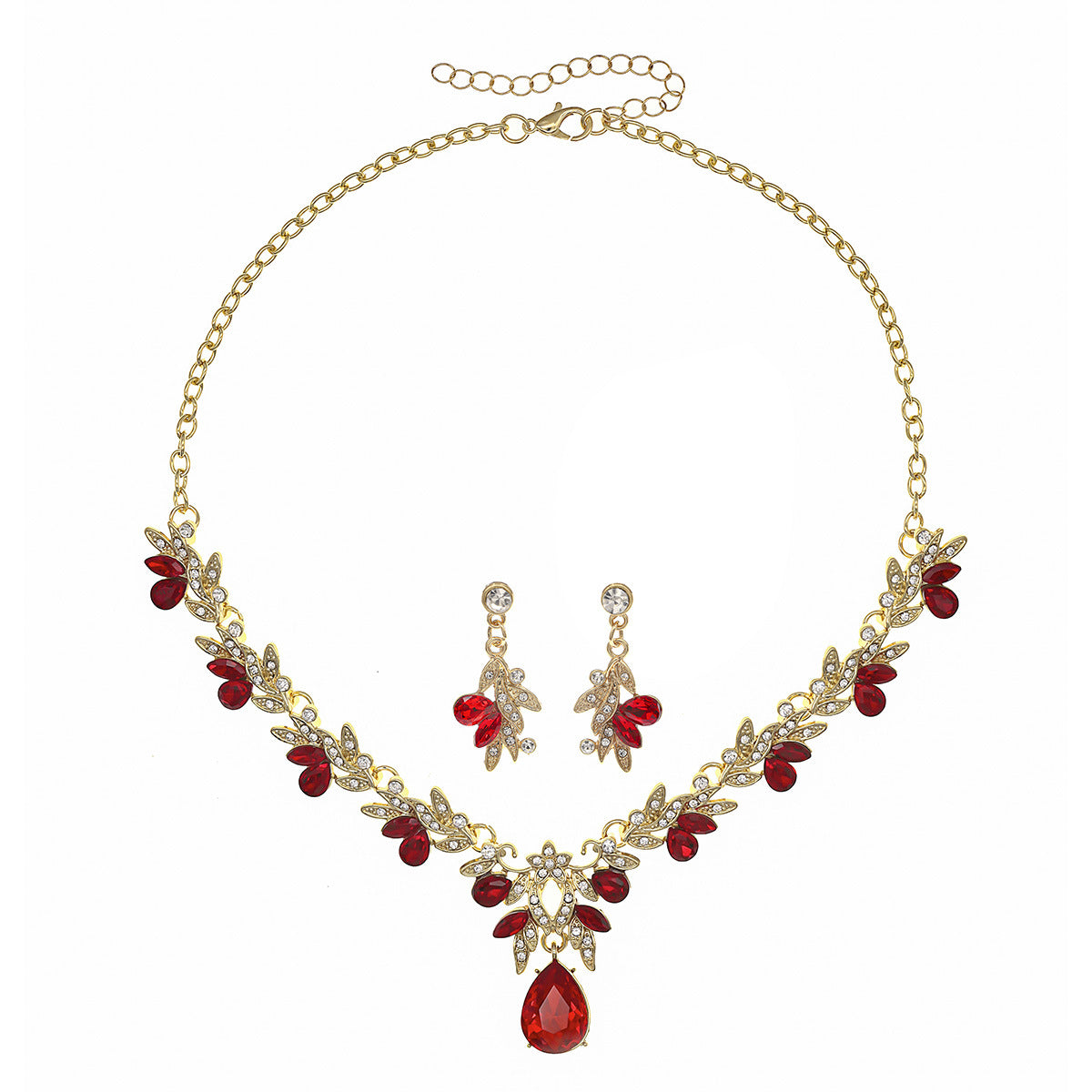 Bridal Necklace and Earring Set with Diamond Accents