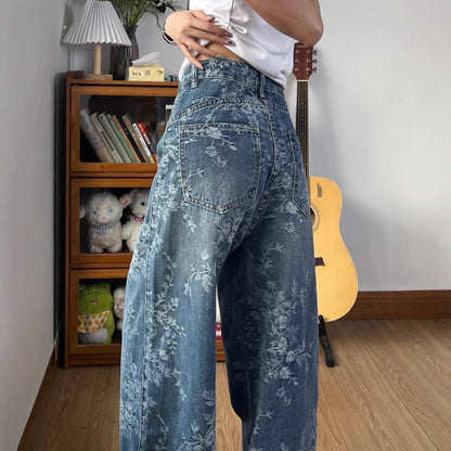 Jacquard Wide-Leg Denim Pants for Women Drip Depot