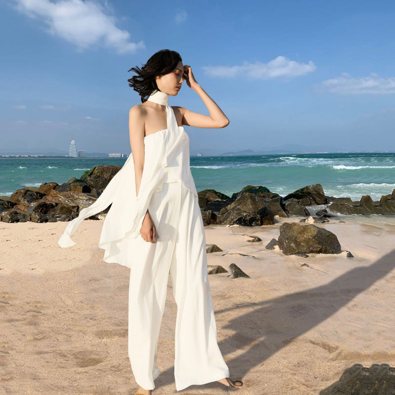 High-Waisted Wide-Leg Beach Jumpsuit Drip Depot