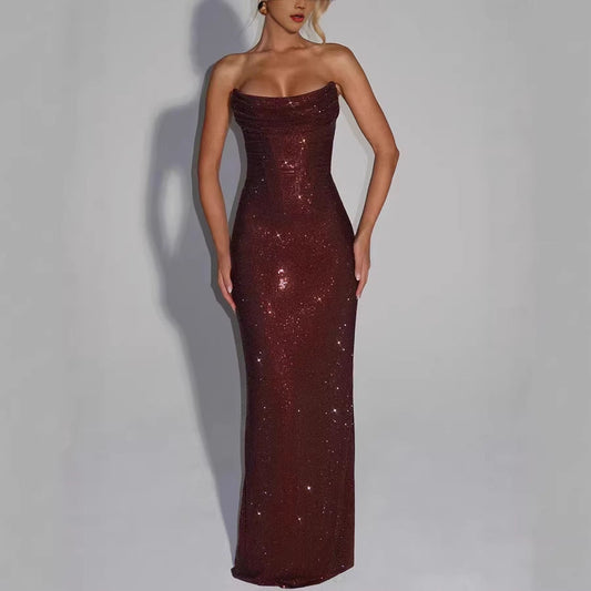Elegant Sleeveless Sequined Evening Dress Drip Depot