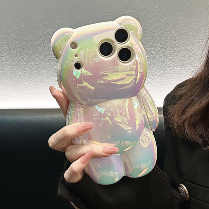 Color Plated Bear Phone Case for iPhone
