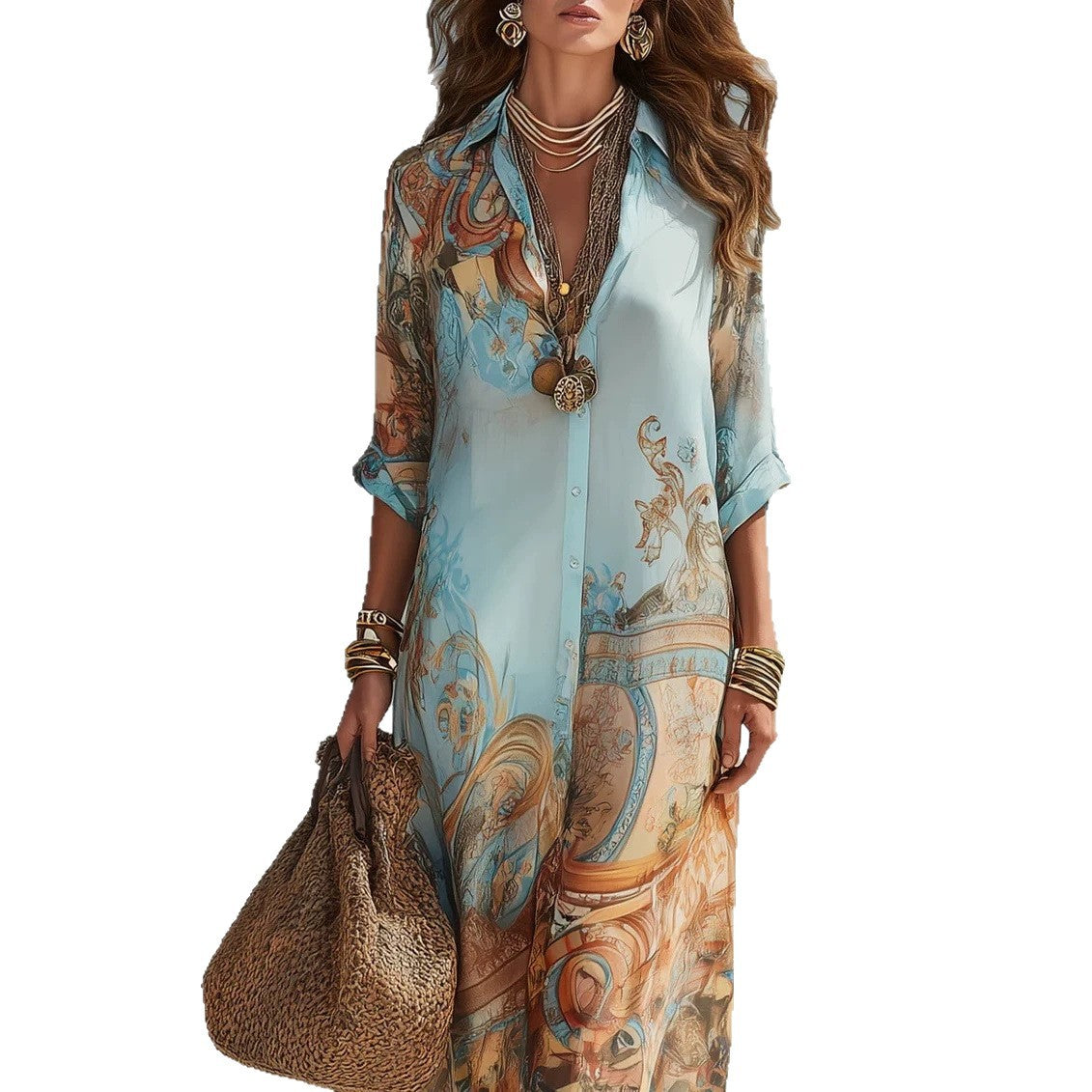 Flowy Retro Print Dress
