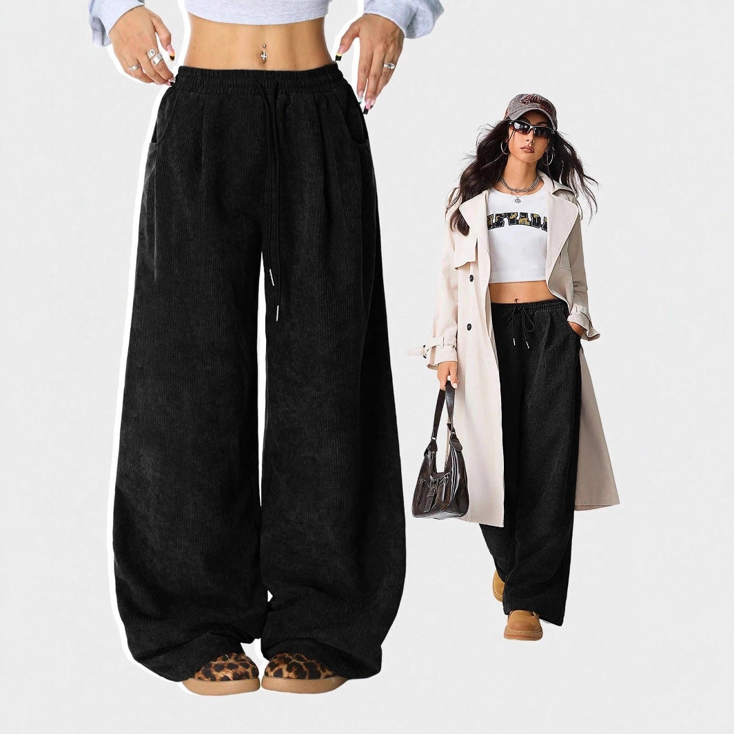 Womens Drawstring Wide Leg Pants