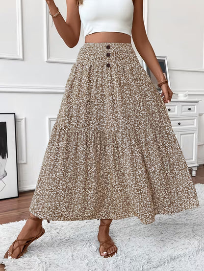 Floral Patchwork A-Line Skirt
