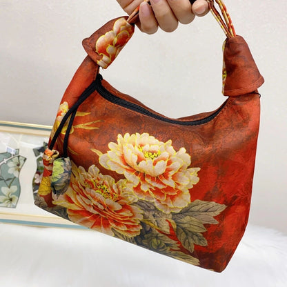 Xiangyunsha Crescent Crossbody Bag with Drawstring