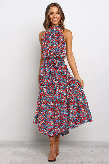 Polka Dot Halter Neck Long Dress