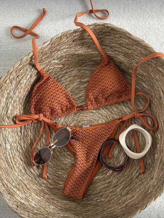 Halter Tie Bikini Two Piece Swimsuit Padded Beach Vacation Swimsuit