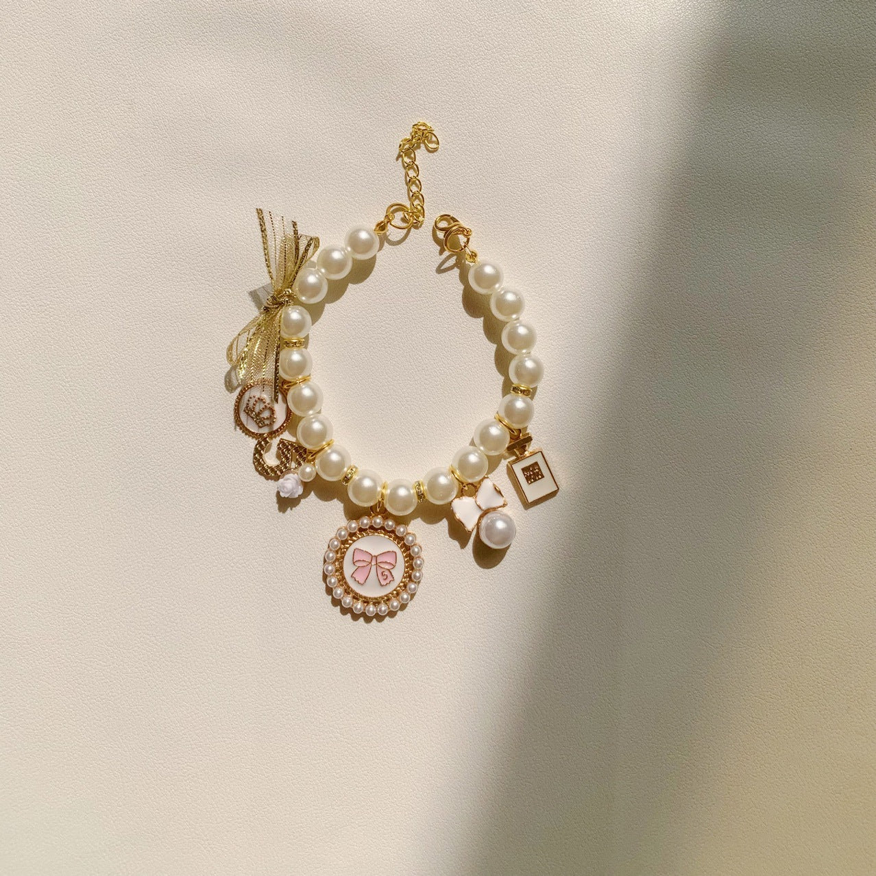 Pet Pearl Necklace Lady Style Dog Cat Collar with Bell