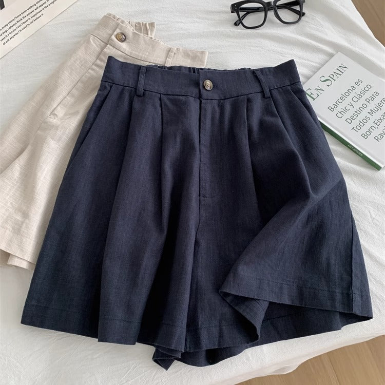 Washed Vintage Linen Cotton Shorts