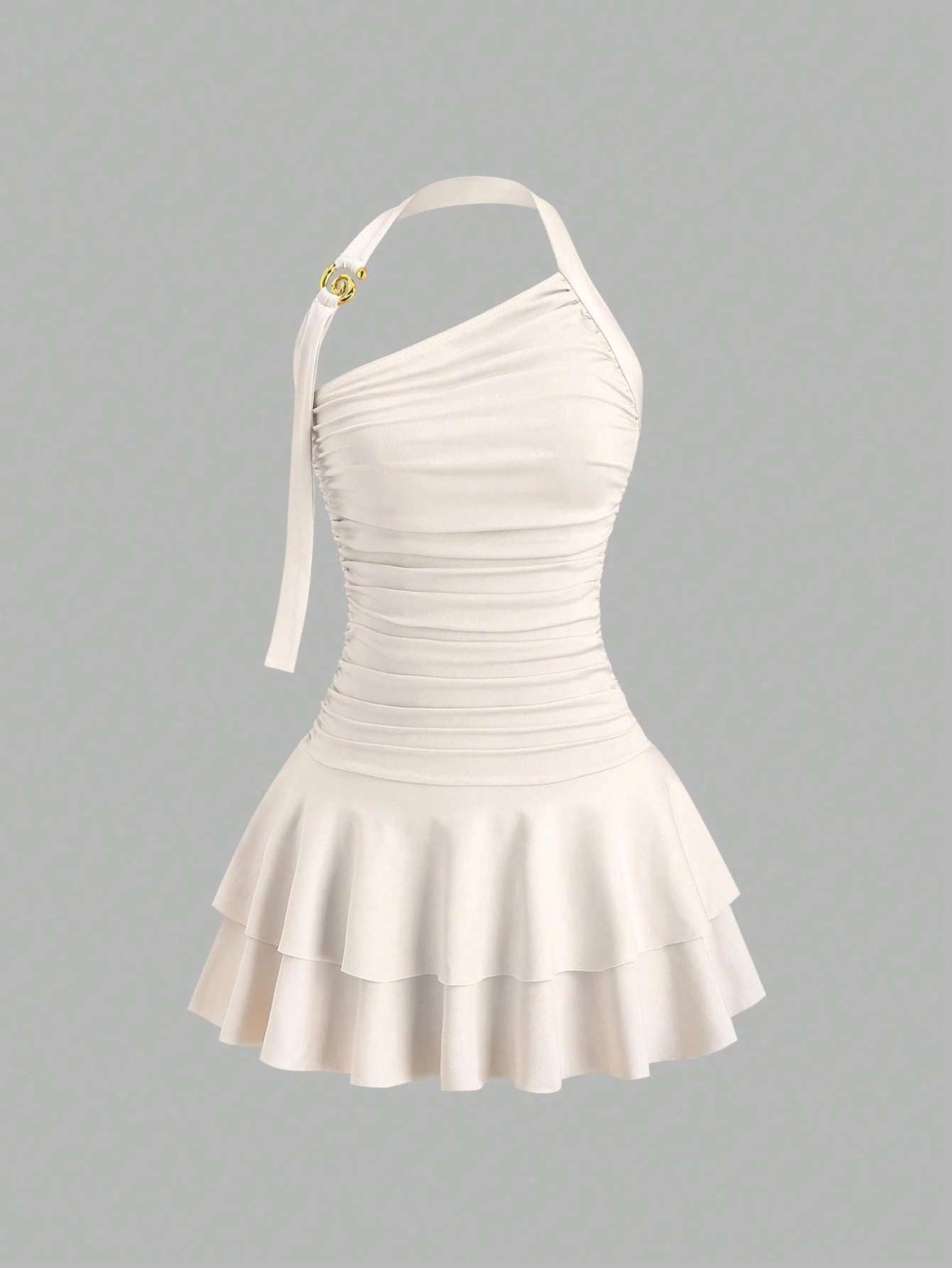 One-Shoulder Pleated Dress