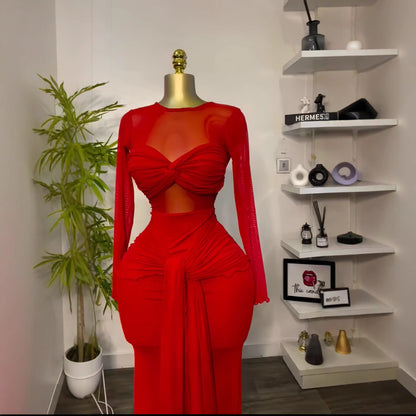Elegant Long Sleeve Round Neck Bodycon Dress