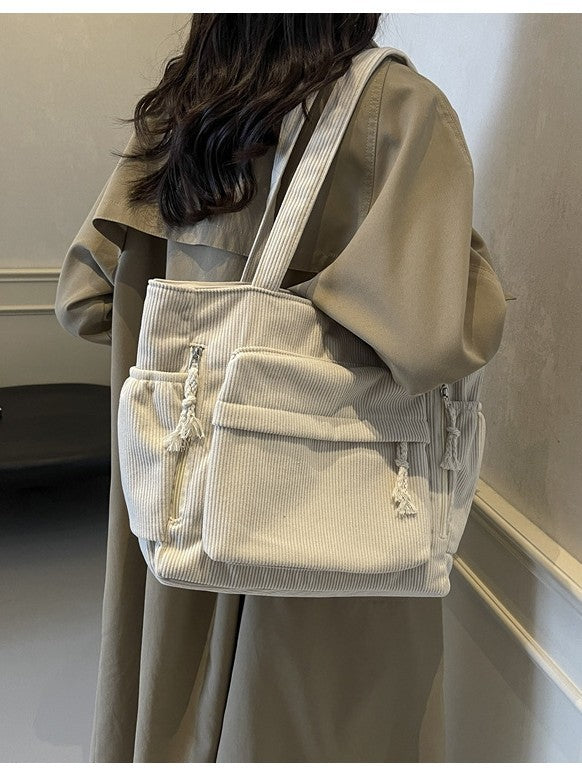 Simple corduroy tote bag