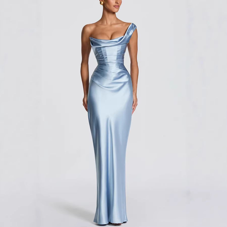 Off-Shoulder Satin Bodycon Dress
