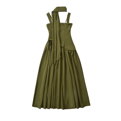 Fitted-waist pleated maxi dress Drip Depot