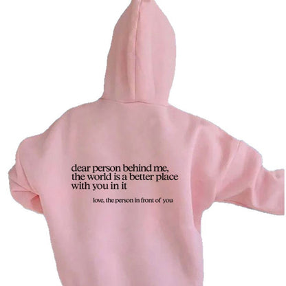 Letter Print Fleece Hoodie Sweatshirt