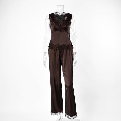 Women's Satin V-Neck Pajama Drip Depot