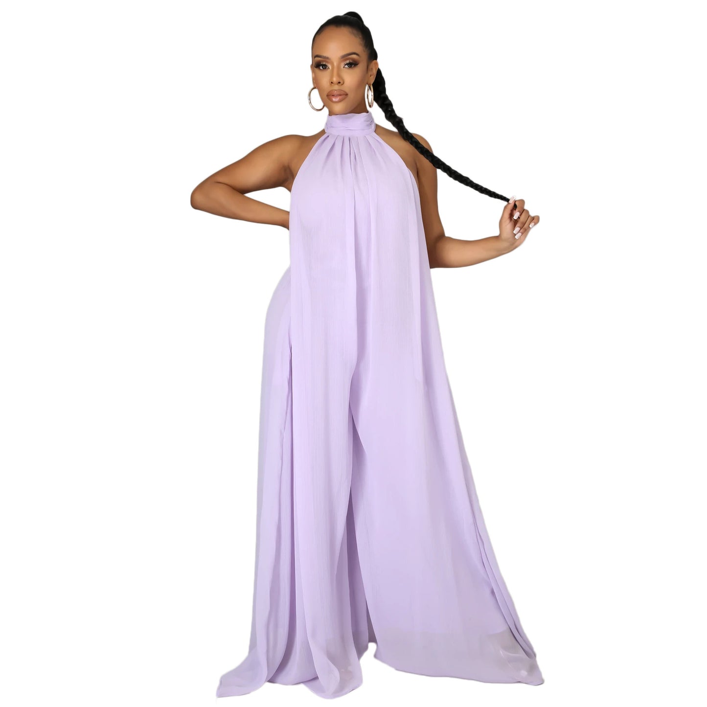 Sleeveless Backless Chiffon Jumpsuit