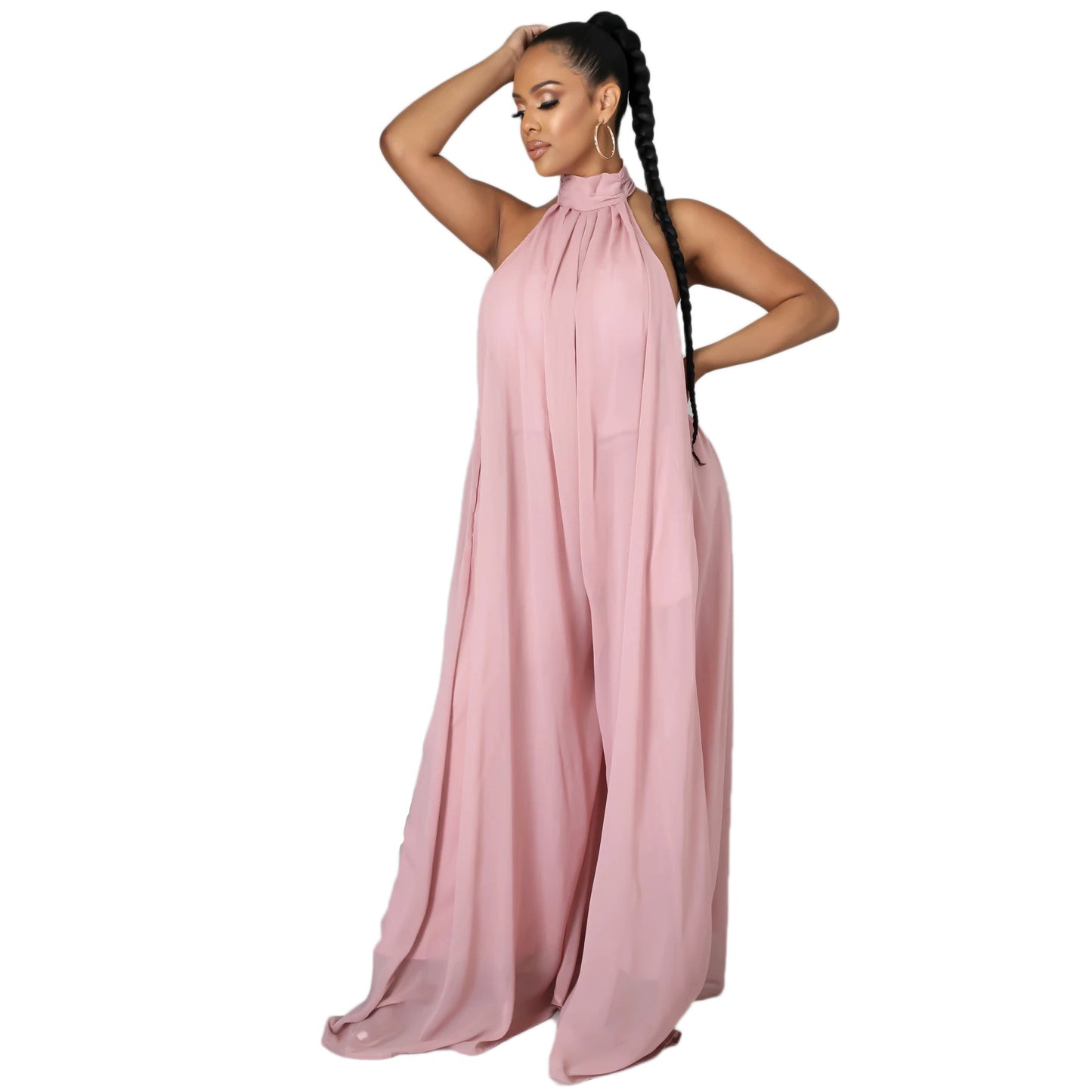Sleeveless Backless Chiffon Jumpsuit