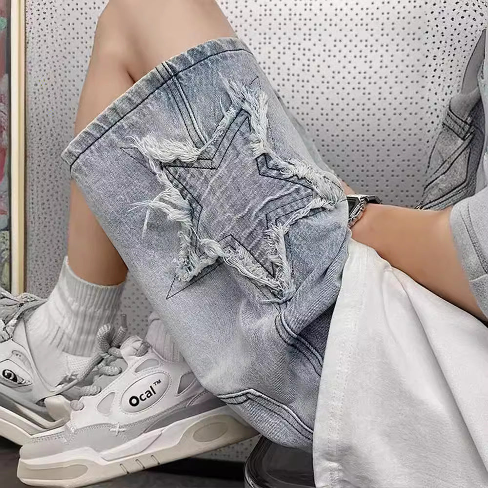 Unisex Washed Denim Five-Point Shorts Drip Depot
