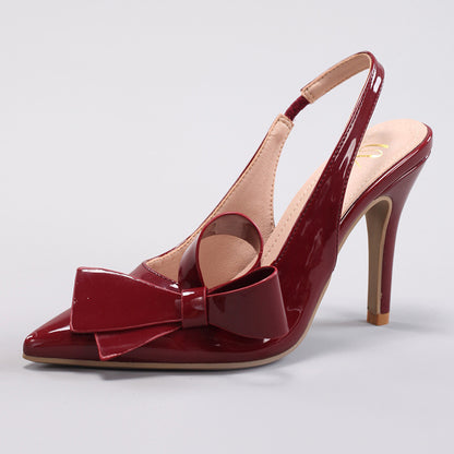 Bow High Heel Sandals Pointed Toe Ankle Strap