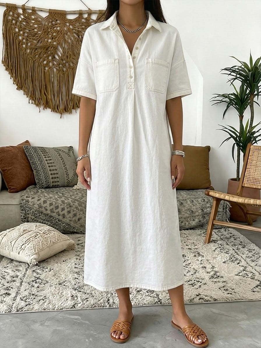 Casual V-Neck Denim Dress