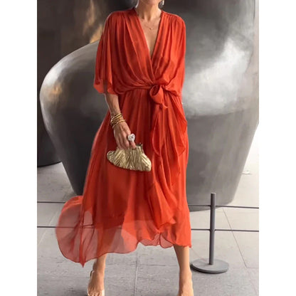 Elegant Bat Sleeve Long Dress Drip Depot