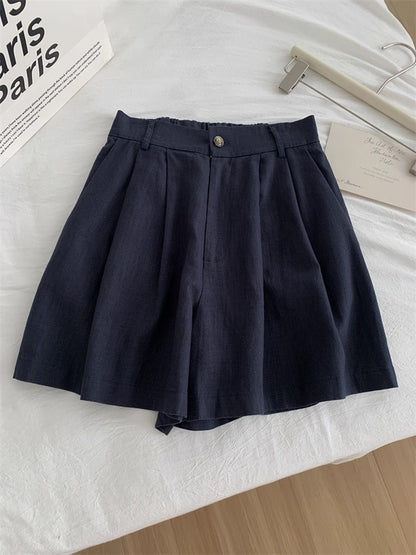 Washed Vintage Linen Cotton Shorts