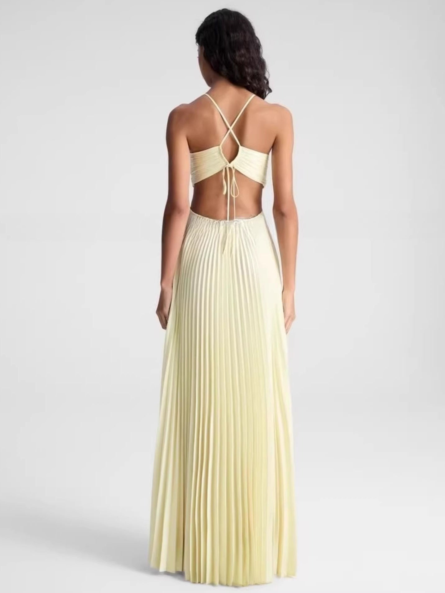 Yellow Halter Neck Dress Drip Depot